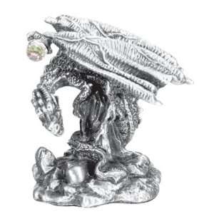 Dragon Lying On Rock   Pewter   Collectible Figurine Statue Sculpture