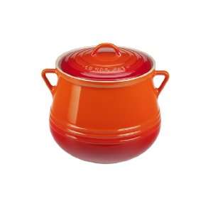   Heritage Stoneware 4 1/2qt Covered Bean Pot, Flame