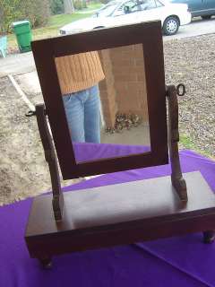 VTG Wood Victorian Mission Dresser Swing Mirror  