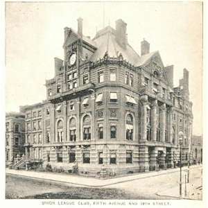  1893 Print Union League Club Building New York City 