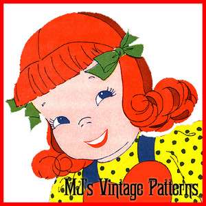Vintage Girl Doll Pattern with Heart Bib Overalls  