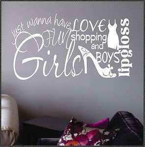   Wall Lettering Quotes Girls Have Fun Love Shopping Boys Word Collage