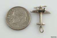 AIRPLANE CHARM   Sterling Silver 3D Prop Plane Moves Estate Fashion 