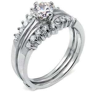 Sterling Silver 925 Women Wedding Ring Set Size 9 CZ  