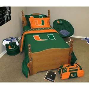  Miami Hurricanes NCAA Comforter Set (Twin/Twin XL): Sports 