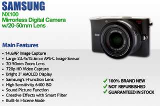 Samsung NX100 Mirrorless Digital Camera W/20 50mm Lens 689466324495 