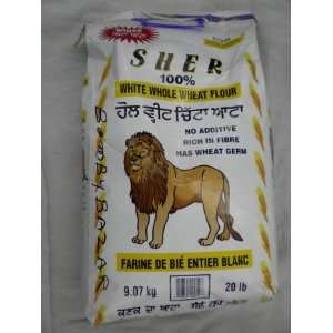 Sher White Whole Wheat Flour 20lb  Grocery & Gourmet Food