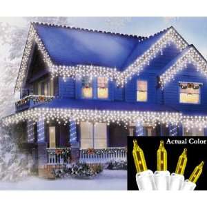   Yellow Commercial Icicle Christmas Lights   White Wire: Home & Kitchen