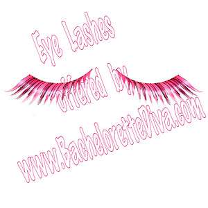 Pink & Black Feathered Wisp Fake Eye Lashes Bachelorette Halloween 