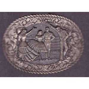  Used Brass Belt Buckle   Couples Square Dancing 
