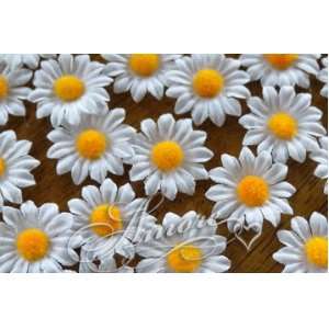  100 White Silk Daisy Flowers 1 Inch 