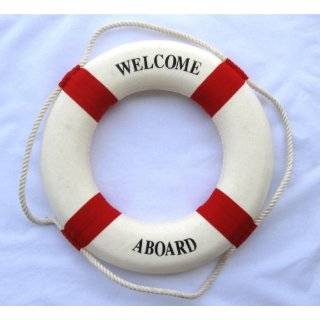 Nautical Welcome Aboard Cloth Life Ring Red 13.5 New   Decoration 