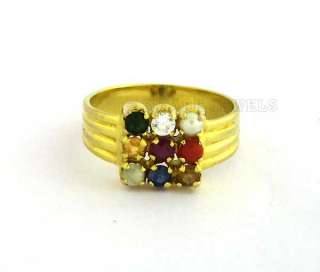 Fine Jewelry India Yellow Gold Astrology Navratna Gemstone Ring US 