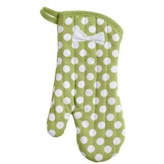 Jessie Steele Green and White Polka Dot Oven Mitt with Bow