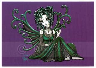 Green Crystal Ball Fairy Art GREETING CARD FAERIE Jesse  