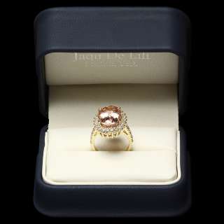 8900 CERTIFIED 14K YELLOW GOLD 8.00CT MORGANITE 1.30CT DIAMOND RING 