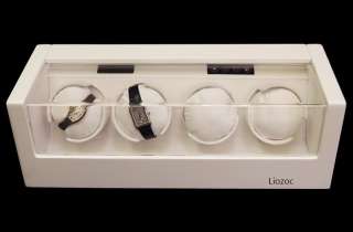V4 Wood White Automatic Watch winder case Box 4 watch  
