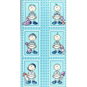  44 Wide Funny Babies Boys Panel Blankie Blue Fabric By 