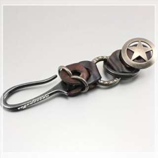   genuine leather handmade key ring keychain 4q heavy 316l stainless