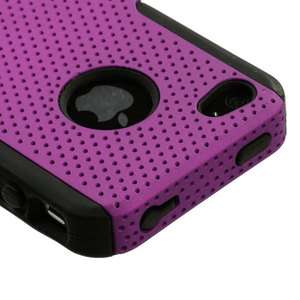 iPHONE 4 4G 4S   HARD & SOFT SILICONE RUBBER CASE COVER PURPLE MESH 