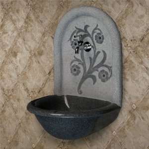   Fountain Sink with Flower Relief Carving   Beige