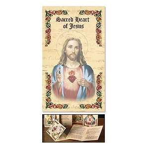  Holy Cards, 25pk, Prayer Folder, Lamiated, Sacred Heart of Jesus 