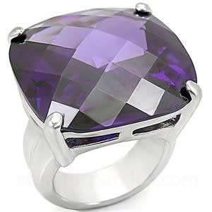  Big Bold Purple Silver Tone Cocktail Ring SZ 10: Jewelry