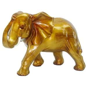 Exotic Bull Elephant Statue Figurine Décor with Golden Color Finish 