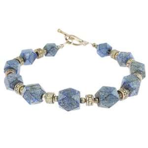   Faceted Blue Lapis Lazuli Bracelet With Antiqued Silver Beads: Jewelry