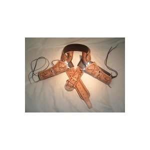   Western Cowboy High Rider Gun Belt With Double Draw Side Holsters