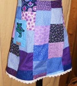 Blue Patchwork Grateful Dead Skirt Handmade Hippie Xsmall to Medium 