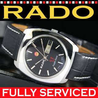 Vintage Black RADO Purple Horse Quick Day Date Steel Mens Watch Uhr 