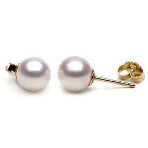  Akoya Pearl Earrings 8.0 8.5mm White AA+ Jewelry