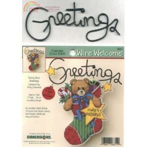  Dimensions Teddy Bear Greeting Wire Welcome Counted Cross 