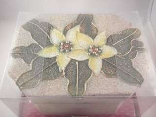 Paper Mache Christmas Gift Boxes Box White Poinsettia Storage 
