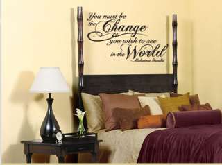 You Must be theChange Gandhi Vinyl Wall Lettering Decal  