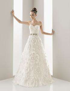 new white/ivory A line design flower wedding dress custom size 6 8 10 