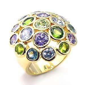  Gold Plated MultiColor Round Austrian Crystal Classic CZ 