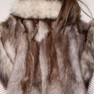  SILVER FOX FUR VEST Vtg Gray 80s Mink Coat Jacket Cape Stole Raccoon