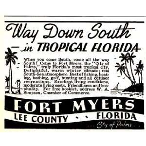  Print Ad: 1940 Fort Myers, Florida: Lee County: Chamber of 