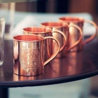 18oz 4 Pack, Embossed Logo, Solid Copper Moscow Mule Mugs by Paykoc 
