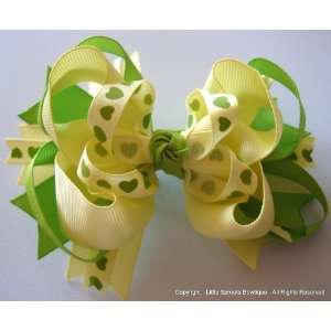  Bowtique Funky Bow   Apple Green and Yellow with Green 