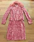 GIANFRANCO FERRE Pink Velvet Mini Skirt & Jacket Suit S