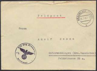 GERMANY 1941 STAMPLESS NAZI COVER TO ADOLF HESSE  