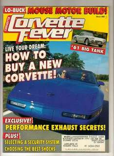   Magazine Mar 1994 Vette Chevy Sports Car Vintage Old Back Issue  