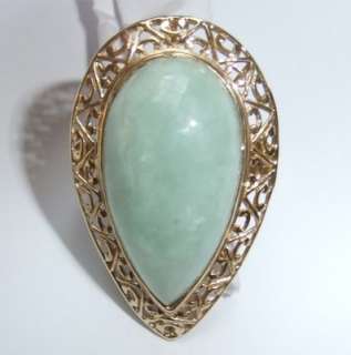   estate 14k solid gold celadon jade ring large striking ring size 8 9 9