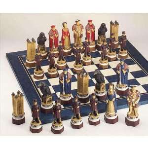   White Tower Hand Decorated Crushed Stone Chess Pieces: Toys & Games