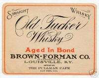 1900 Old Tucker Whisky Label Pullman Cafe San Jose CA  