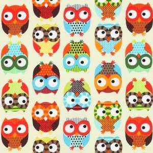   Treasures Bright Owl Cream Fabric Yardage: Arts, Crafts & Sewing