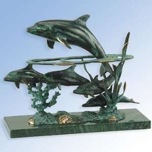   : Dolphins Jumping Through Waves Metal Art Sculpture: Home & Kitchen